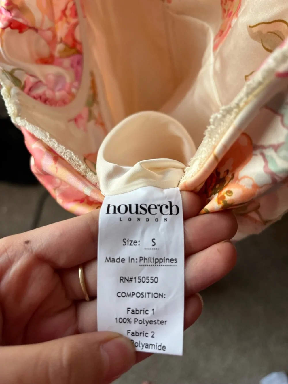 House of CB Josefina Floral Satin Slip Dress in Pink and Cream - Picture 4 of 5